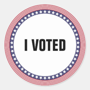 US-Flagge "I Voted" (ZOLLBARER TEXT) Runder Aufkleber