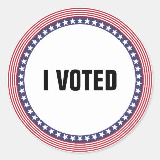 US-Flagge "I Voted" (ZOLLBARER TEXT) Runder Aufkleber