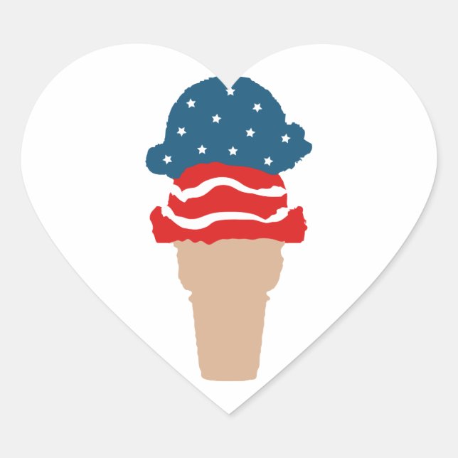 US Flagge Ice Creme Cone Herz-Aufkleber (Vorderseite)