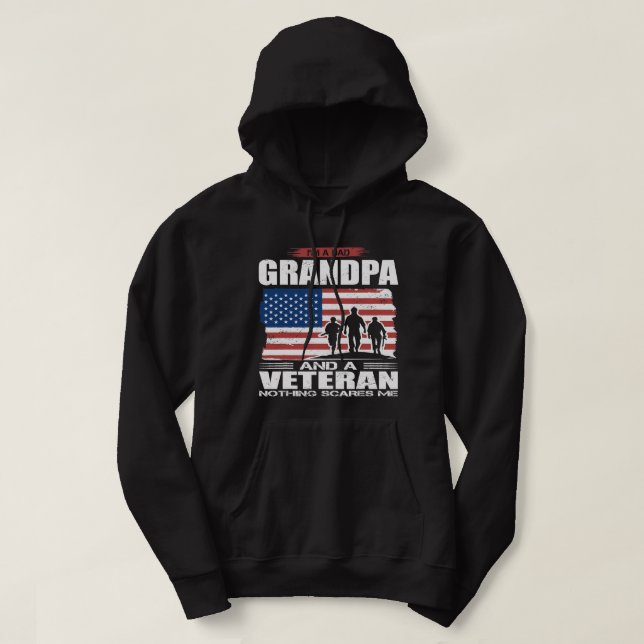 US-Flagge Ich bin Vater Opa und ein Veteran Nichts Hoodie (Design vorne)