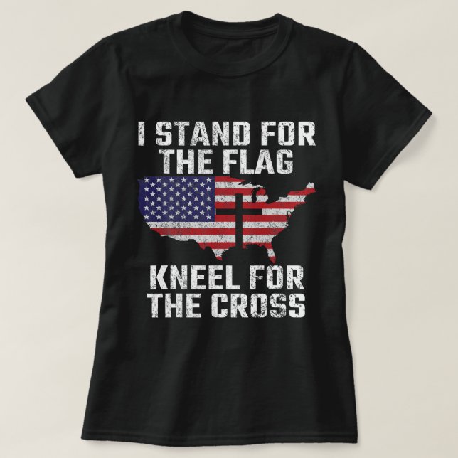 US-Flagge Ich stehe für die Flagge und Knie für di T-Shirt (Design vorne)