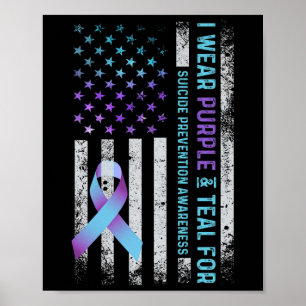 Us-Flagge Ich Trage Lila Und Türkis Selbstmordpräv Poster