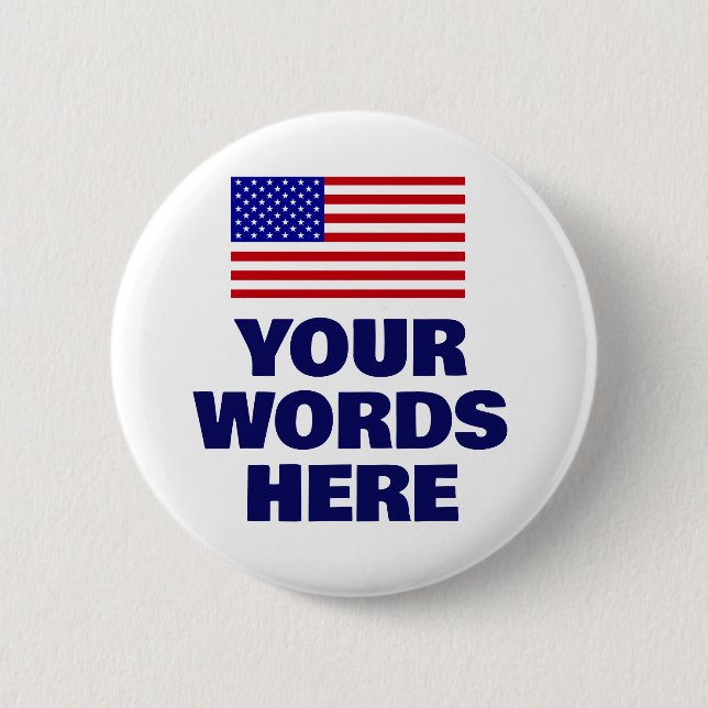 US-Flagge Ihre Worte hier Button (Vorderseite)