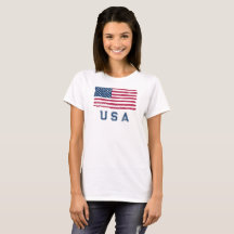 US-Flagge im Vintage-Look (blauer Text) Damen-T-Sh