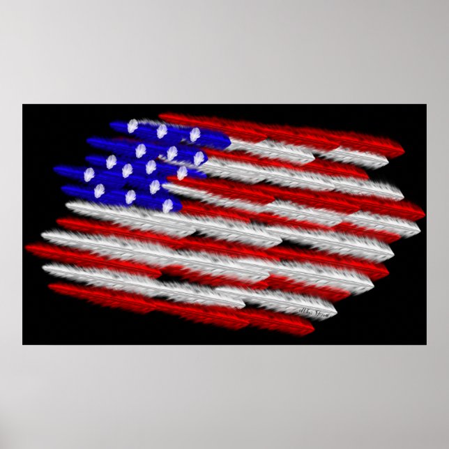 US-Flagge in Feathers Print Poster (Vorne)