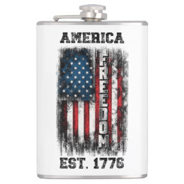 US-Flagge in Not Freiheit seit 1776 Flachmann