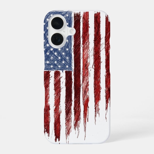 US-Flagge iPhone 16 Hülle (Rückseite)
