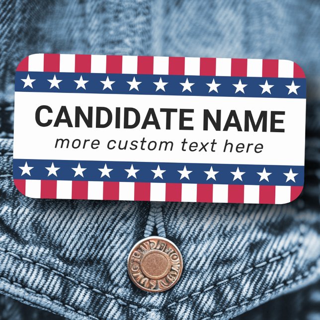 US Flagge jeder Kandidat für eine politische Kampa Namensschild (Stars and stripes any political campaign candidate name tag)