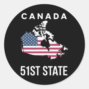Us-Flagge Karte Kanada 51. Staat Runder Aufkleber