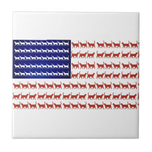 US-Flagge Katzen patriotische Dekoration Fliese
