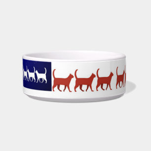 US-Flagge Katzen rot weiß und blau Napf