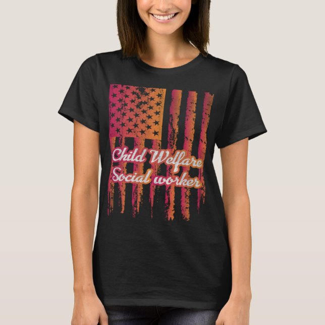 US-Flagge Kinderfürsorgearbeiter T-Shirt (Vorderseite)