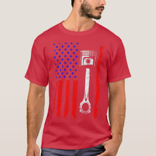 US-Flagge Kolben-Muscle-Car Patriotisch Vintage T-Shirt