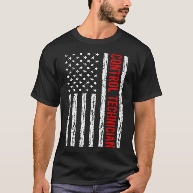 US-Flagge - Kontrolle Techniker T-Shirt (Vorderseite)