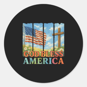 US-Flagge kreuzen Christliche Frauen Gott segne Runder Aufkleber
