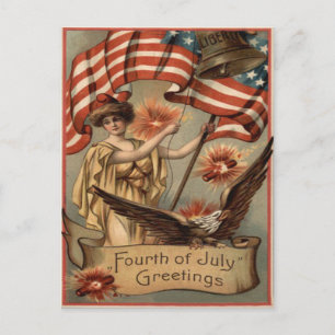 US-Flagge Lady Liberty Feuerwerk Knallkörper Postkarte