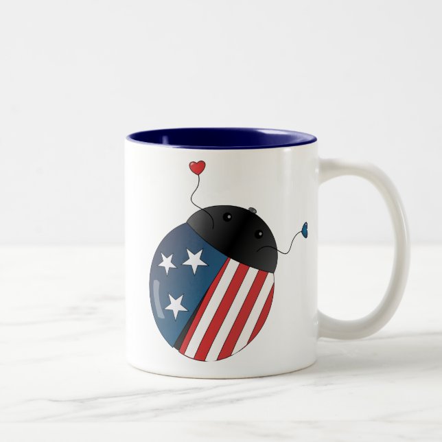 US Flagge Ladybug Zweifarbige Tasse (Rechts)