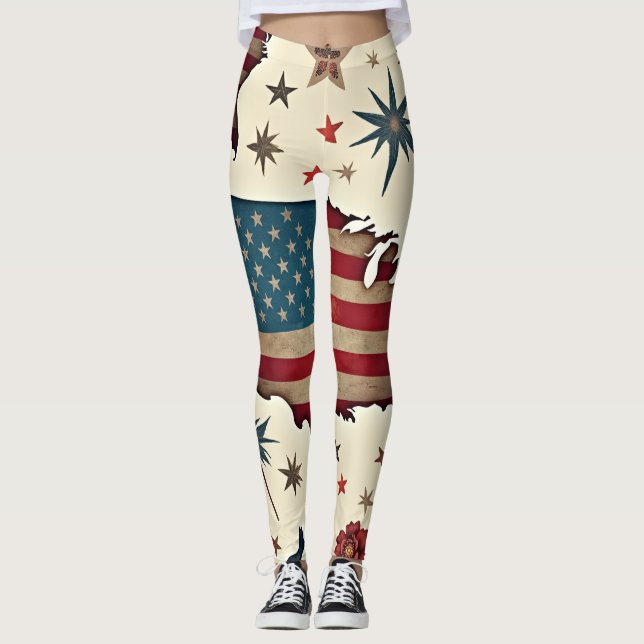US Flagge Leggings (Vorderseite)