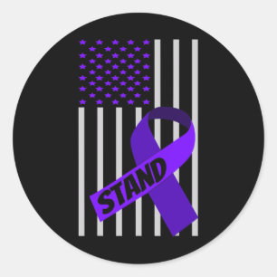 US-Flagge lila Ribbon Panceratic Cancer Awareness Runder Aufkleber