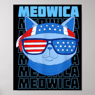 US-Flagge lustige Katze Meme patriotische Meowica Poster