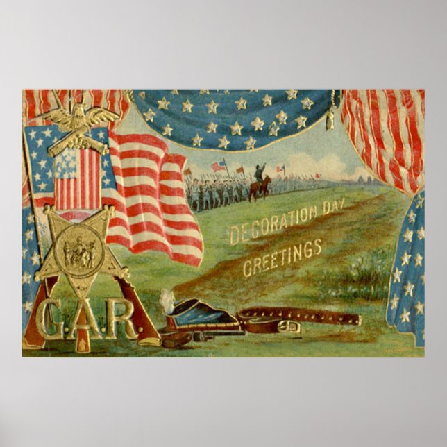 US-Flagge - Medaille der Zivilen Gewerkschaft des  Poster (Vorne)