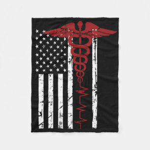 US-Flagge Medizinisches Symbol Black Patriotic Cad Fleecedecke