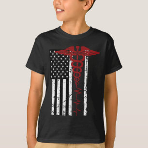 US-Flagge Medizinisches Symbol Black Patriotic Cad T-Shirt