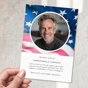 US-Flagge Militärisches Patriotisches Beileid Foto Dankeskarte