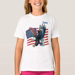 US-Flagge mit American Eagle Girl's T-Shirt