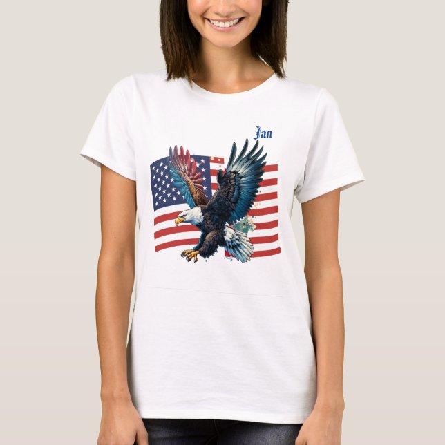 US-Flagge mit American Eagle Women's T-Shirt (Vorderseite)