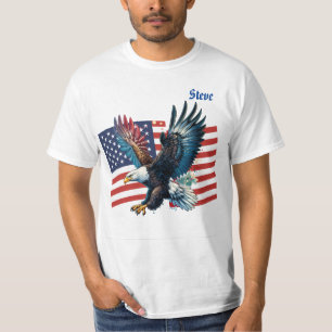 US-Flagge mit Amerikanischem Adler Herren T-Shirt