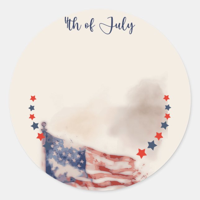 US-Flagge mit Aquarellen und Sternen Runder Aufkleber (Vorderseite)