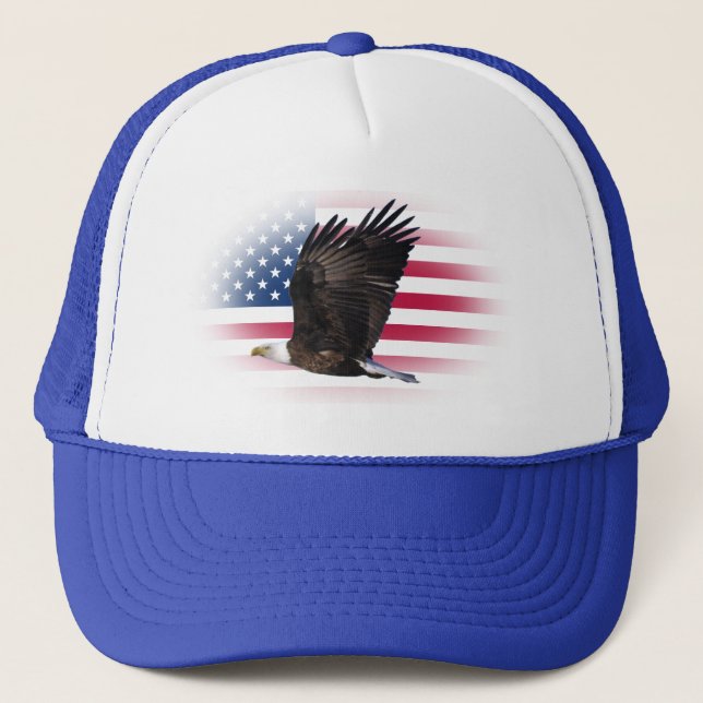 US-Flagge mit Eagle-Fernlastfahrer-Hut Truckerkappe (Vorderseite)