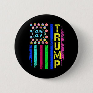 US-Flagge mit Eiern Funny Trump 45 47 Ostertag Button