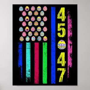 Us-Flagge mit Eiern Lustiger Trump 45 47 Ostertag Poster