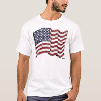 US-Flagge mit Holzkorn T-Shirt