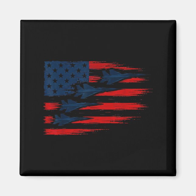 US-Flagge mit Kampfjets patriotische Luftshow Magnet (Vorne)