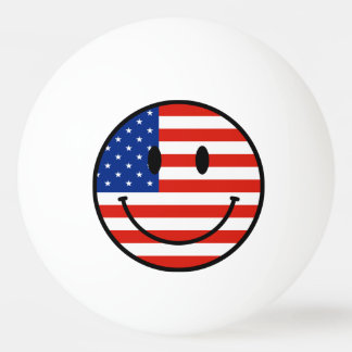 US-Flagge mit mildem Gesicht Tischtennisball