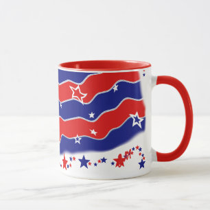 US Flagge mit Monogramm Tasse