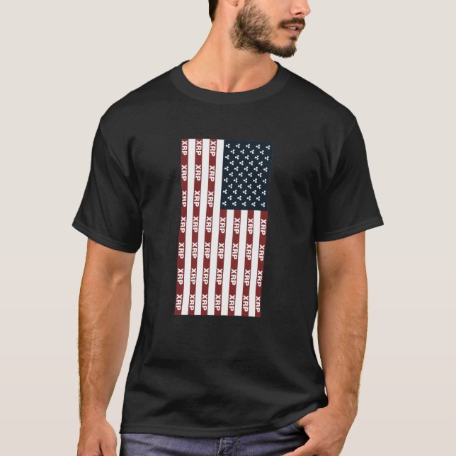 US-Flagge mit Ripple XRP Digital Blockchain Krypto T-Shirt (Vorderseite)