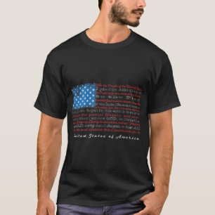 US-Flagge mit Verfassung Präambel und Versprechen  T-Shirt