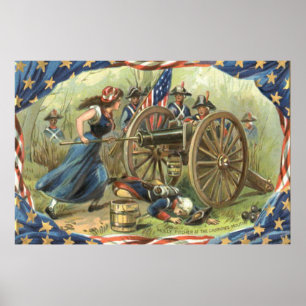 US-Flagge Molly Pitcher Cannon Poster
