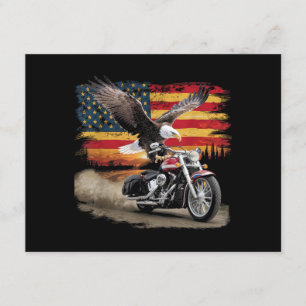 US-Flagge Motorrad T-Shirt USA Flagge Biker Retro Begleitkarte