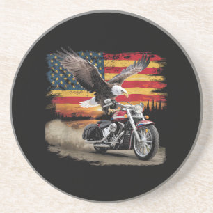 US-Flagge Motorrad T-Shirt USA-Flagge Biker Retro Getränkeuntersetzer