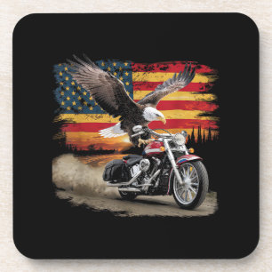 US-Flagge Motorrad T-Shirt USA-Flagge Biker Retro Getränkeuntersetzer