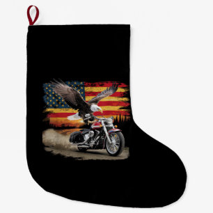 US-Flagge Motorrad T-Shirt USA Flagge Biker Retro Großer Weihnachtsstrumpf