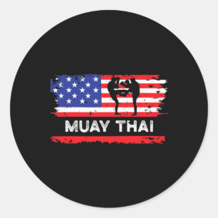 US-Flagge Muay Thai Geschenk Thailand Kampfsport Runder Aufkleber