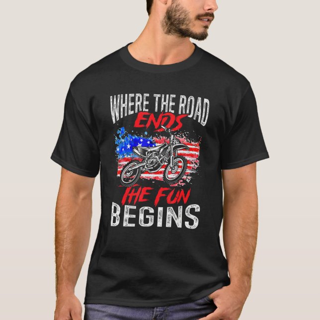 US-Flagge MX Motocross Wo die Straße endet Spaß T-Shirt (Vorderseite)