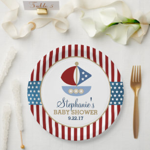 US Flagge Nautical Baby Dusche Pappteller