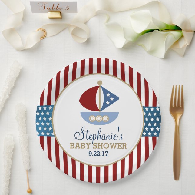 US Flagge Nautical Baby Dusche Pappteller (Hochzeit)